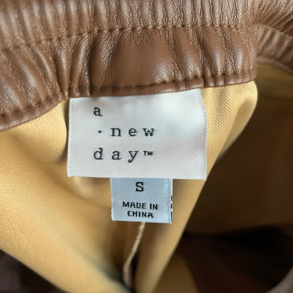 Brown Faux Leather Joggers - Picture 4 of 4